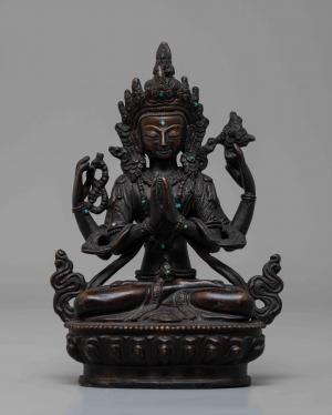Bodhisattva Chenresig Statue | Buddhist Handcarved Statue | Buddhist Zen Space Decor | Art & Collectibles | Nepal Buddha Statue | Gift Ideas